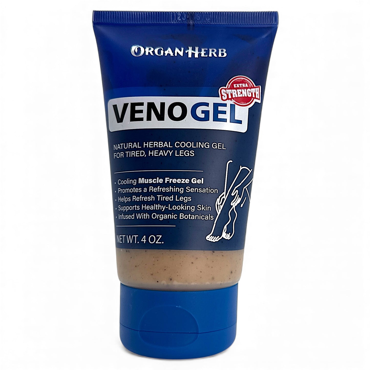 OrganHerb VenoGel Extra Strength 4 oz – Horse Chestnut Gel with Herbal Cooling Relief
