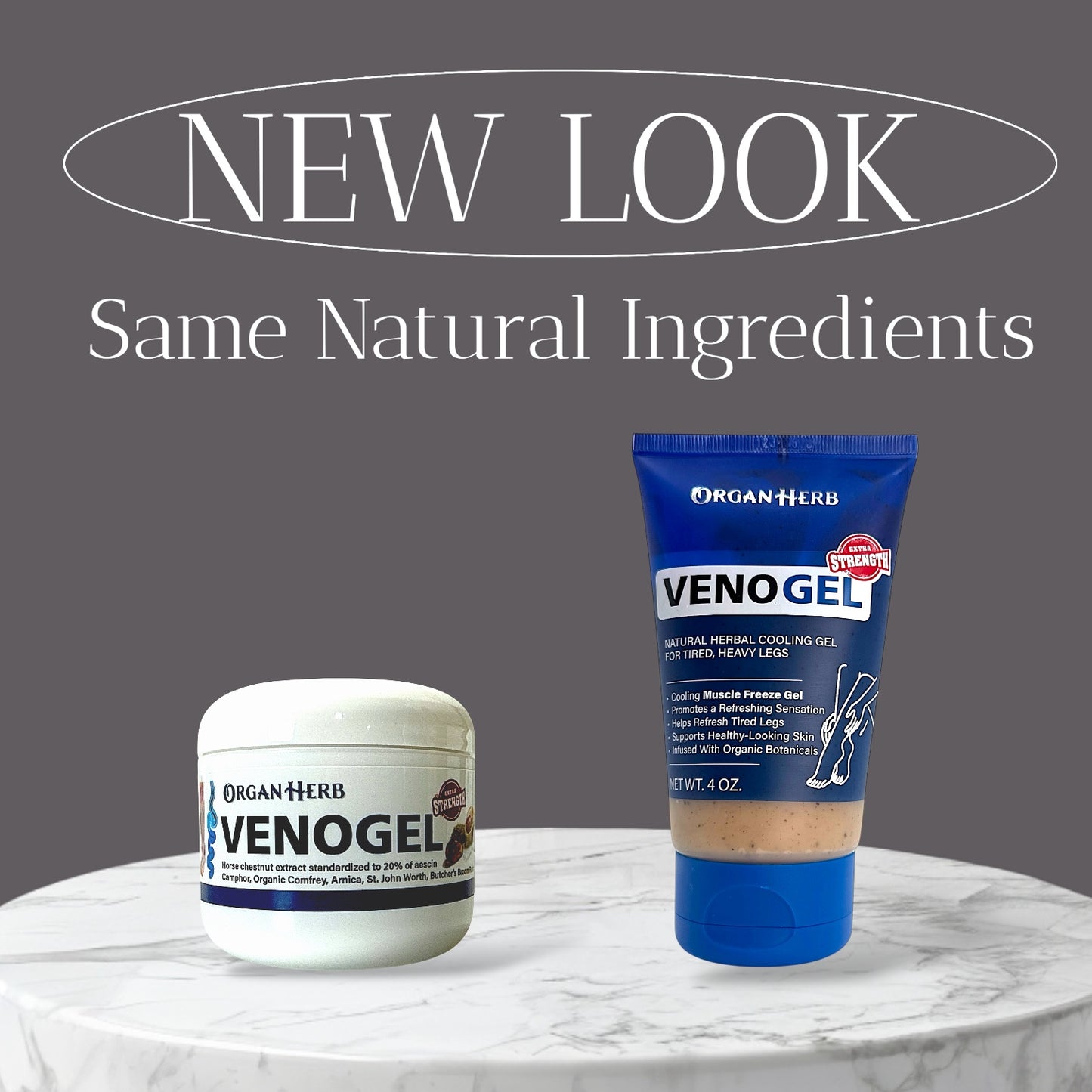 OrganHerb VenoGel Extra Strength 4 oz – Horse Chestnut Gel with Herbal Cooling Relief