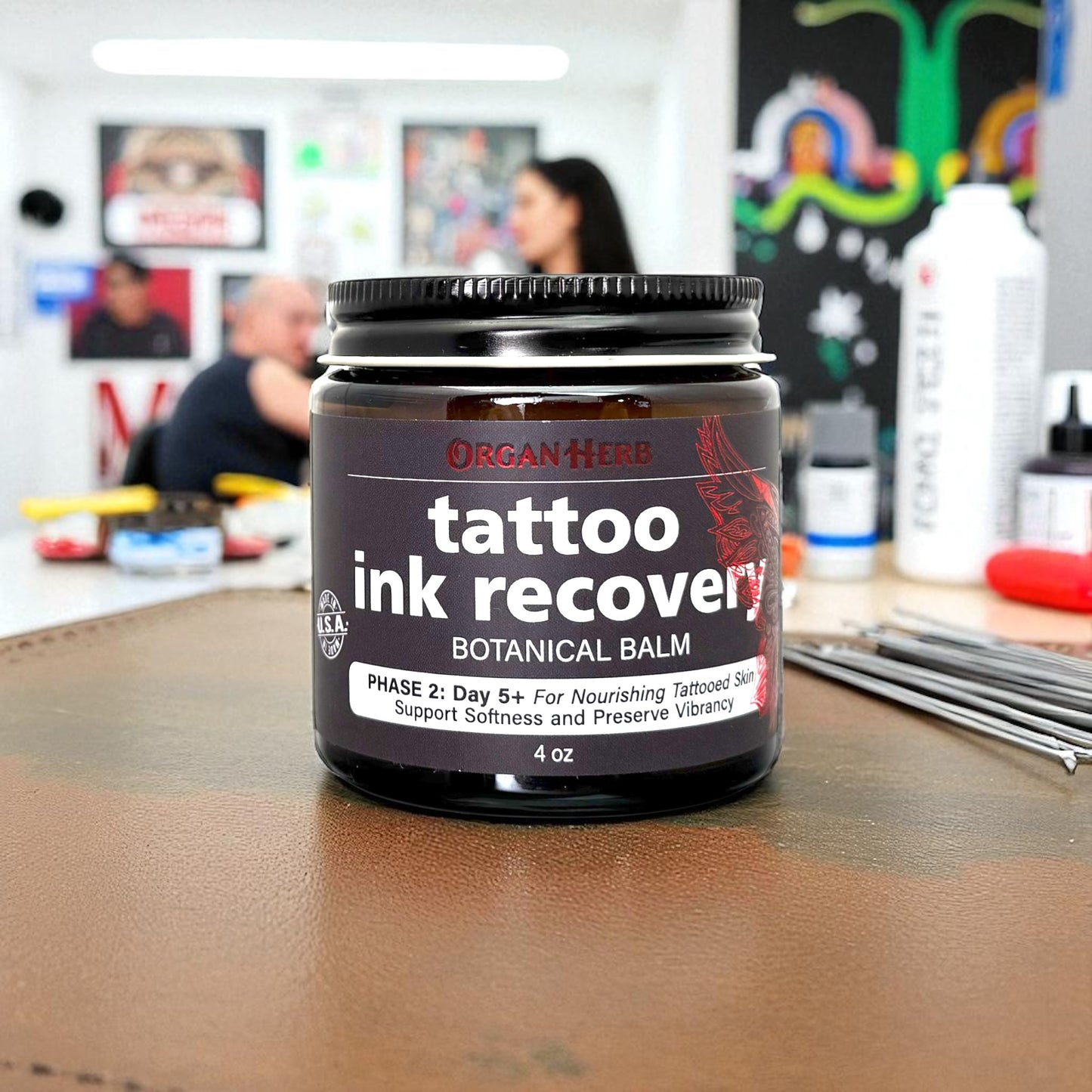 OrganHerb Organic Tattoo Balm Phase 2 – Ink Recovery Botanical Balm for Tattoo Aftercare – 4 oz