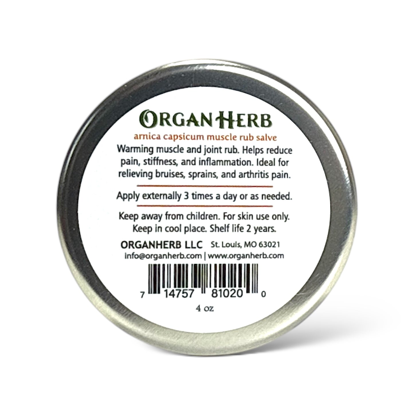 OrganHerb Organic Arnica and Capsicum Muscle Rub Salve 4 oz, Botanical Comfort Balm for Muscles and Joints