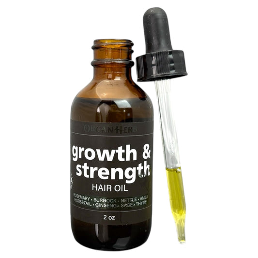 OrganHerb Organic Herbal Hair Oil – Strengthening & Nourishing Blend with Rosemary, Amla, Burdock Root, Nettle & Ginseng – 2 oz - OrganHerb