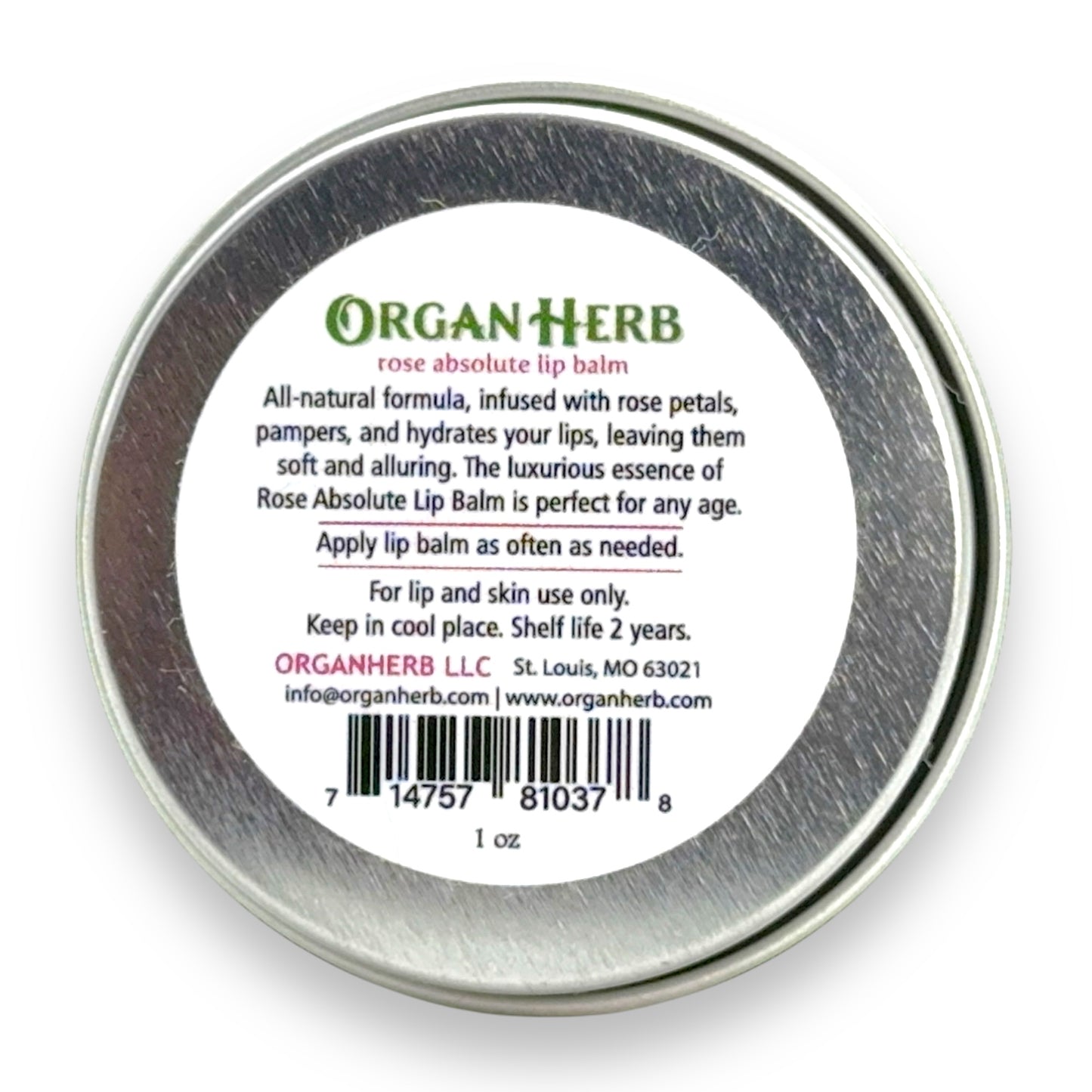 OrganHerb Organic Rose Absolute Lip Balm 1 oz – Luxurious Hydration with Pure Rose Essence - OrganHerb