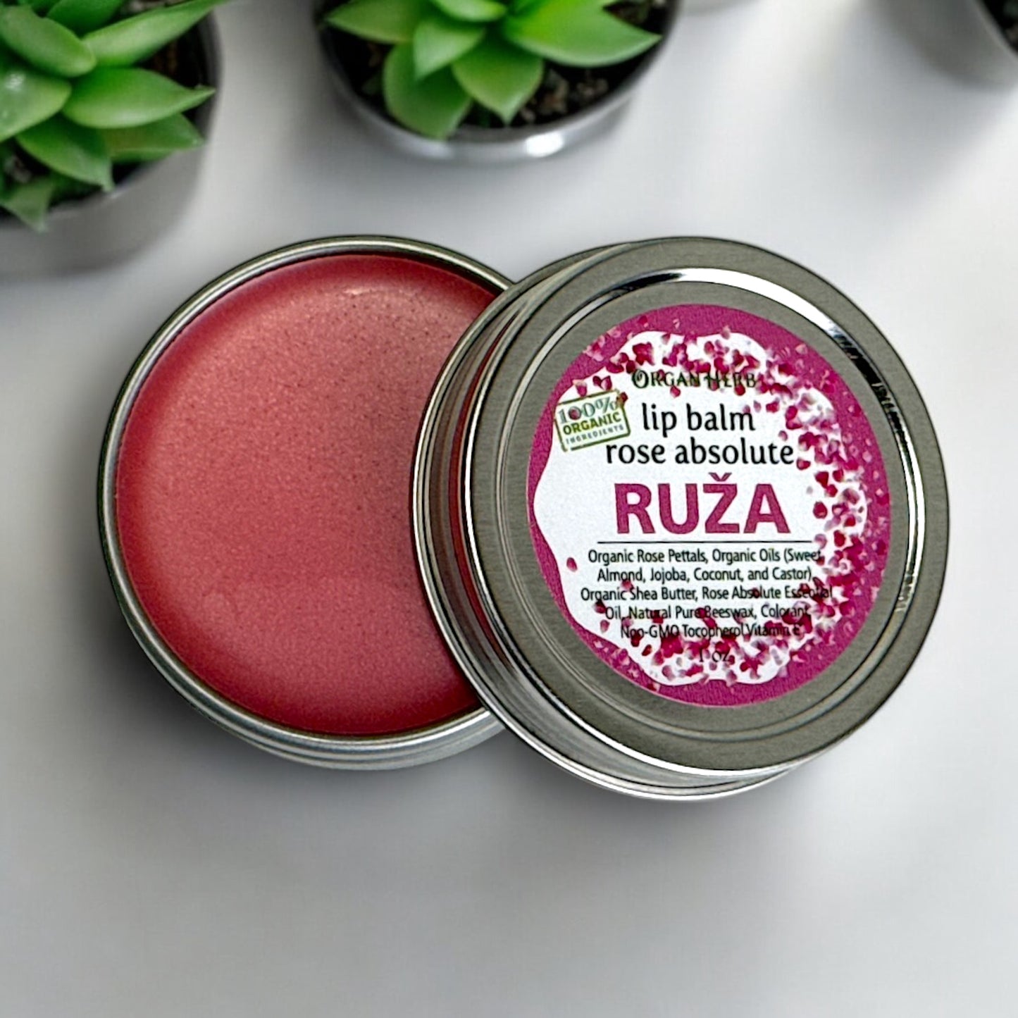OrganHerb Organic Rose Absolute Lip Balm 1 oz – Luxurious Hydration with Pure Rose Essence - OrganHerb