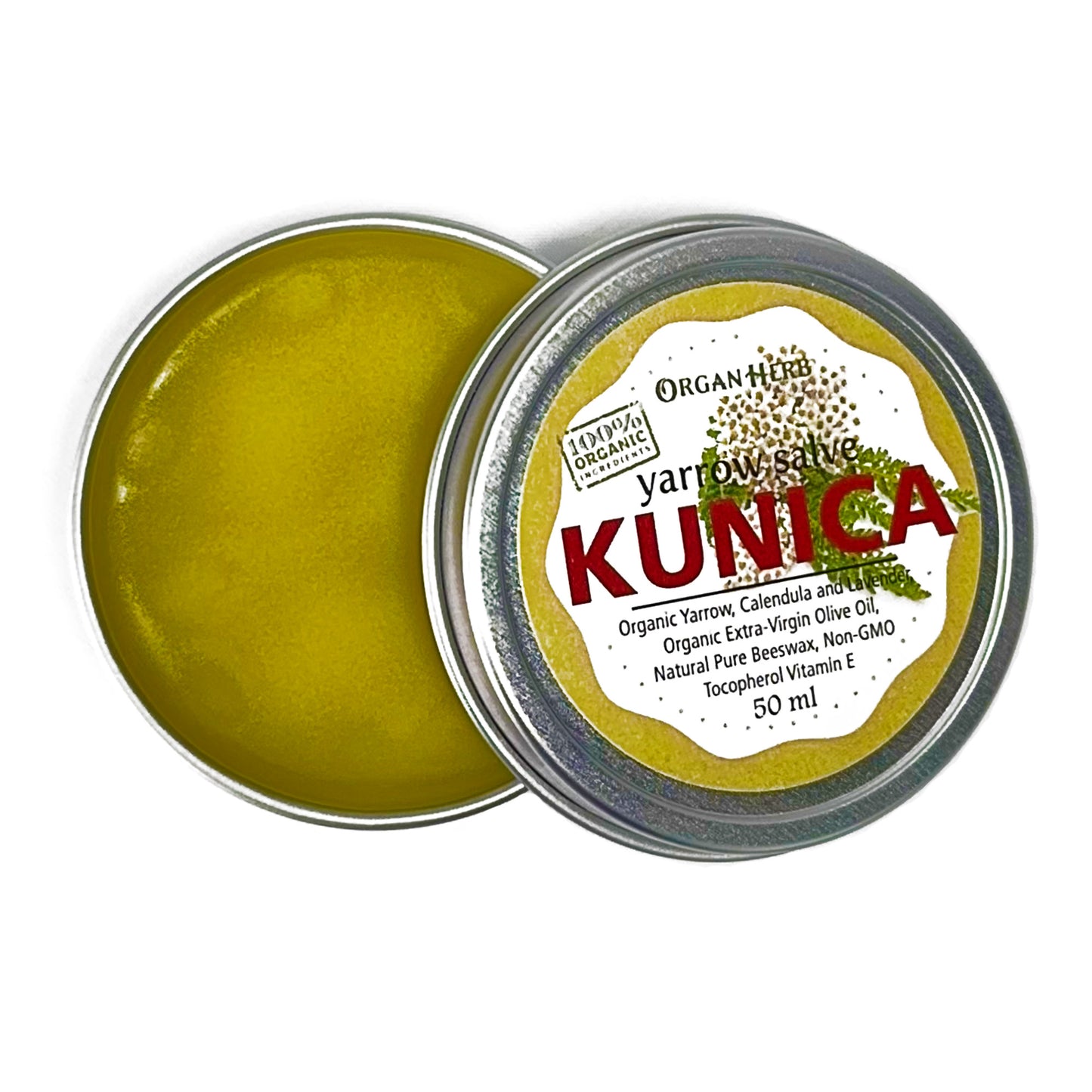 OrganHerb Organic Yarrow Salve (Kunica) 2 oz - OrganHerb