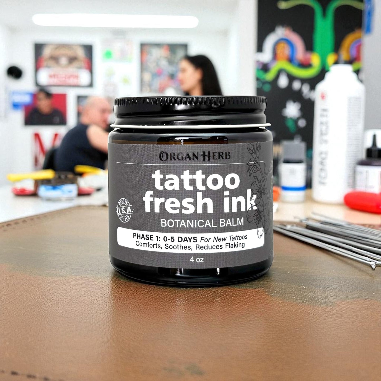 OrganHerb Organic Tattoo Balm Phase 1 – Fresh Ink Botanical Balm for New Tattoos – 4 oz