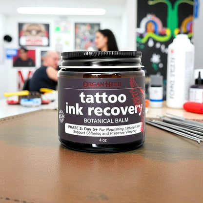 OrganHerb Organic Tattoo Balm Phase 2 – Ink Recovery Botanical Balm for Tattoo Aftercare – 4 oz