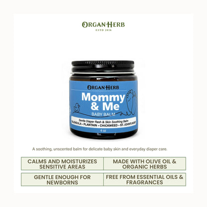 OrganHerb Organic Mommy & Me – Baby Balm with Calendula, Plantain, Chickweed, St. John's Wort – 4 oz