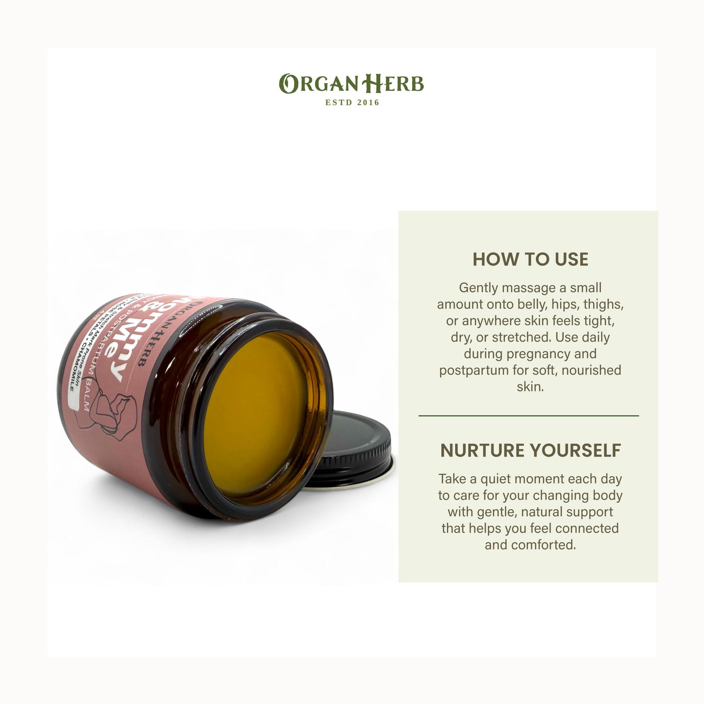 OrganHerb Organic Mommy & Me – Pregnancy & Postpartum Balm with Calendula, Rose, Roman Chamomile, Rosehip, Lavender – 4 oz
