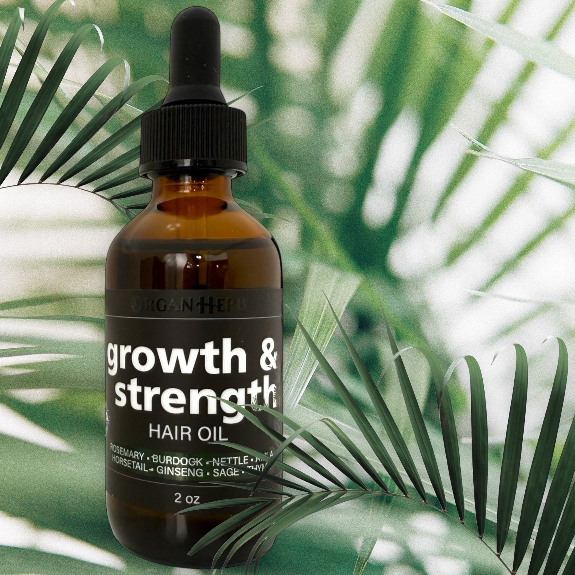 OrganHerb Organic Herbal Hair Oil – Strengthening & Nourishing Blend with Rosemary, Amla, Burdock Root, Nettle & Ginseng – 2 oz - OrganHerb