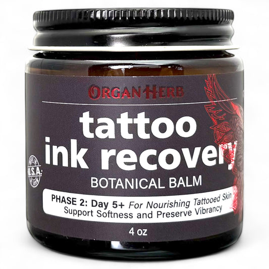 OrganHerb Organic Tattoo Balm Phase 2 – Ink Recovery Botanical Balm for Tattoo Aftercare – 4 oz - OrganHerb