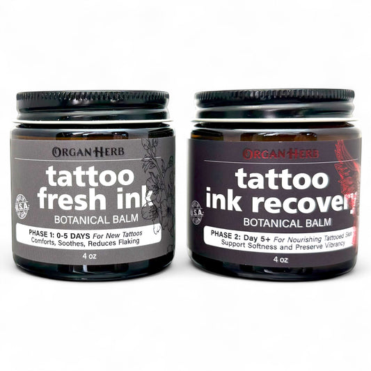 OrganHerb Organic Tattoo Balm Phase 2 – Ink Recovery Botanical Balm for Tattoo Aftercare – 4 oz - OrganHerb