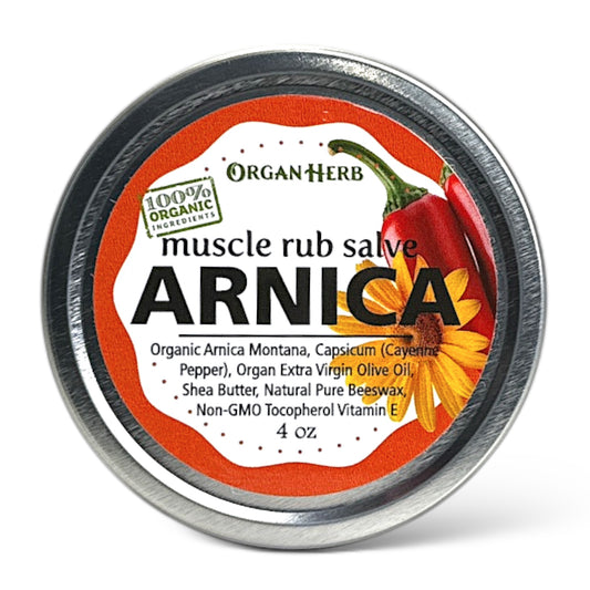 OrganHerb Organic Arnica and Capsicum Muscle Rub Salve 4 oz – Natural Relief for Muscles and Joints - OrganHerb