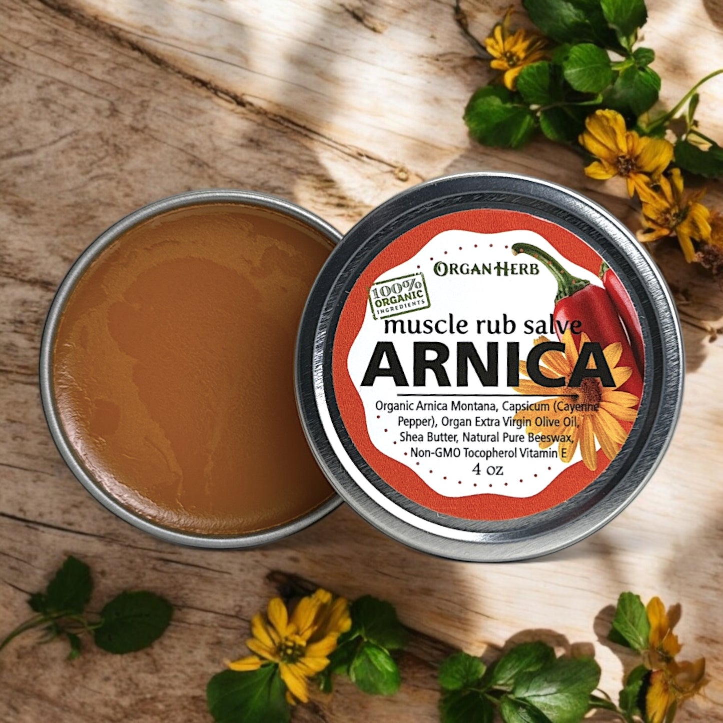 OrganHerb Organic Arnica and Capsicum Muscle Rub Salve 4 oz – Natural Relief for Muscles and Joints - OrganHerb