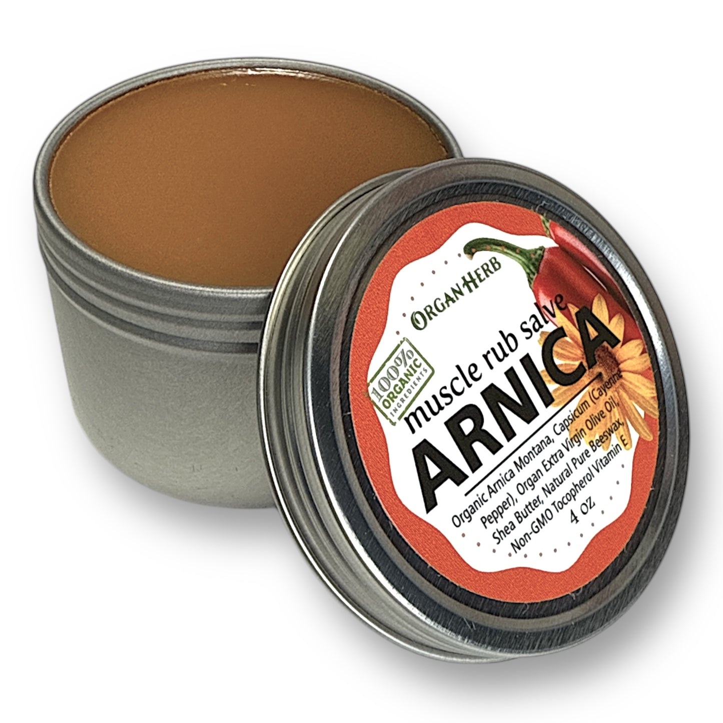 OrganHerb Organic Arnica and Capsicum Muscle Rub Salve 4 oz – Natural Relief for Muscles and Joints - OrganHerb