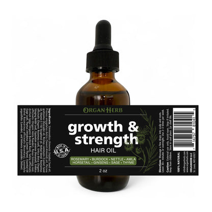 OrganHerb Organic Herbal Hair Oil – Strengthening & Nourishing Blend with Rosemary, Amla, Burdock Root, Nettle & Ginseng – 2 oz