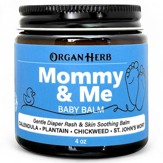 OrganHerb Organic Mommy & Me – Baby Balm with Calendula, Plantain, Chickweed, St. John's Wort – 4 oz