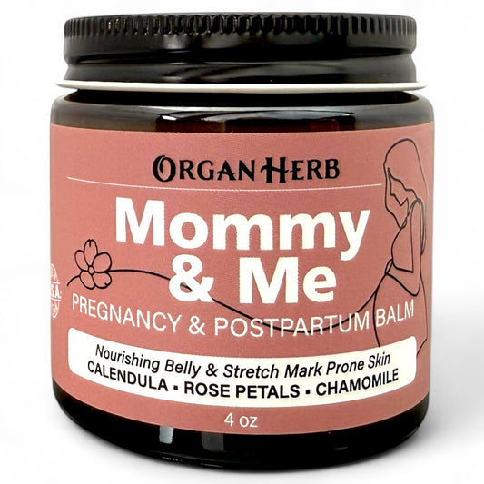 OrganHerb Organic Mommy & Me – Pregnancy & Postpartum Balm with Calendula, Rose, Roman Chamomile, Rosehip, Lavender – 4 oz