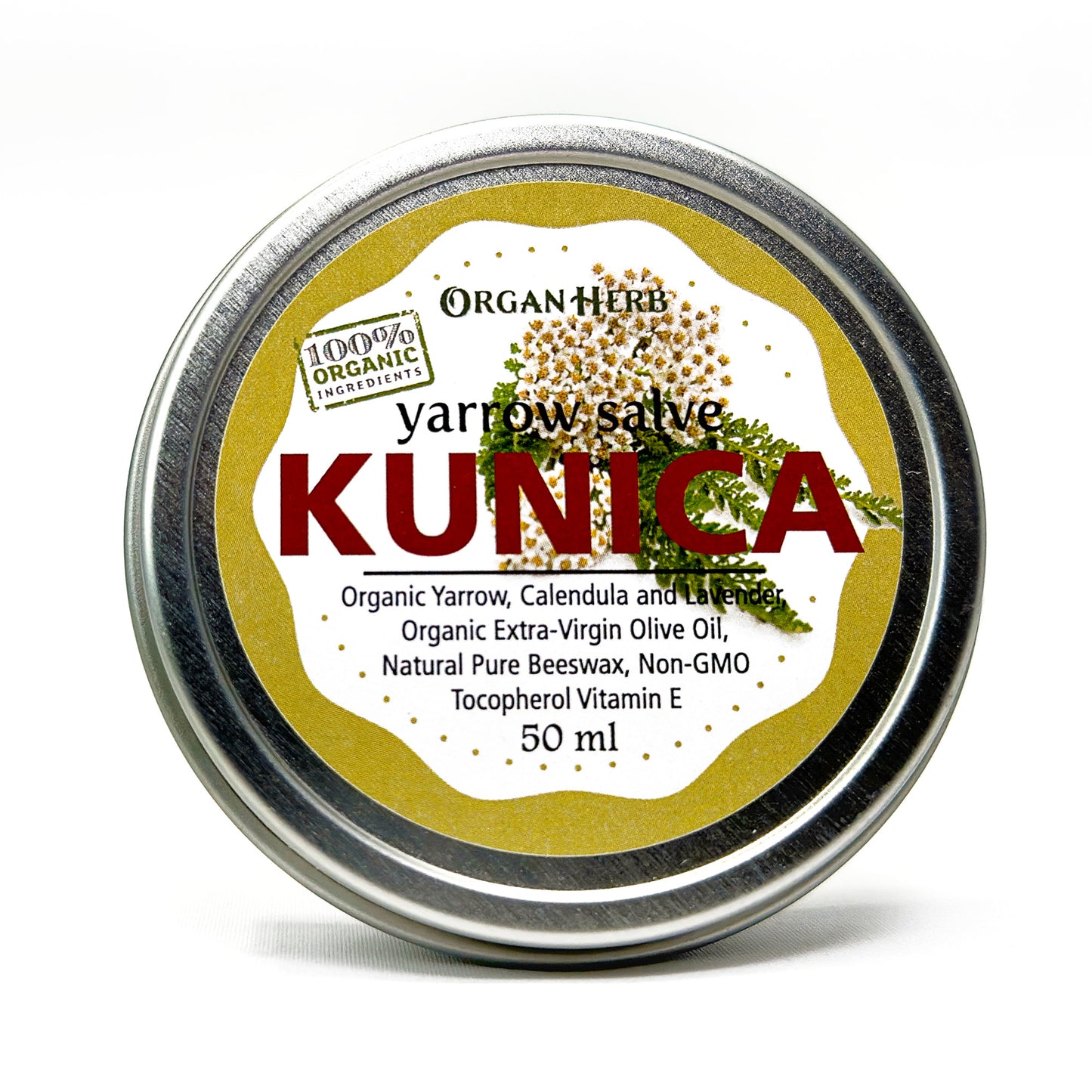 OrganHerb Organic Yarrow Salve (Kunica) 2 oz - OrganHerb